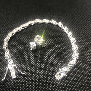 Sterling Bracelet and Earrings CZ Set